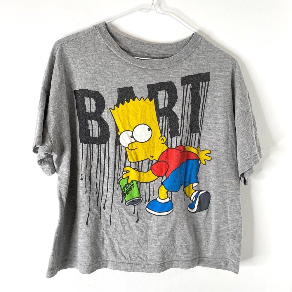 Gray Bart Simpson Crop Graphic Tee